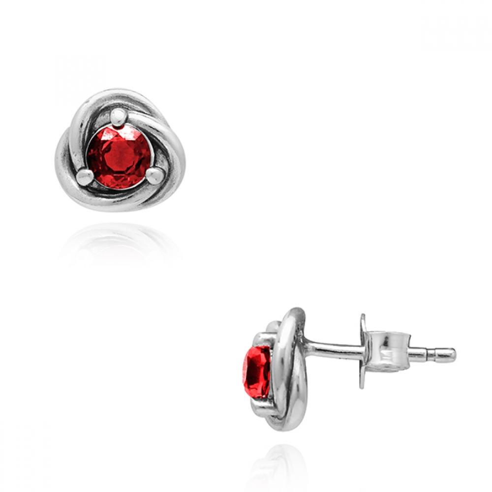 Pandora 292334c06 Moment January Birthstone Red Eternity Circle Stud Silver Earrings
