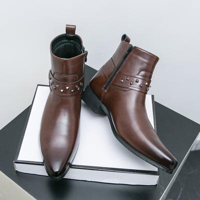 Ανδρικές επίσημες μπότες με φερμουάρ πολυτελείας επώνυμης μόδας Ανδρικές επίσημες μπότες βρετανικού στυλ Ψηλά δερμάτινα μποτάκια για άνδρες Chelsea Boots Casual φόρεμα
