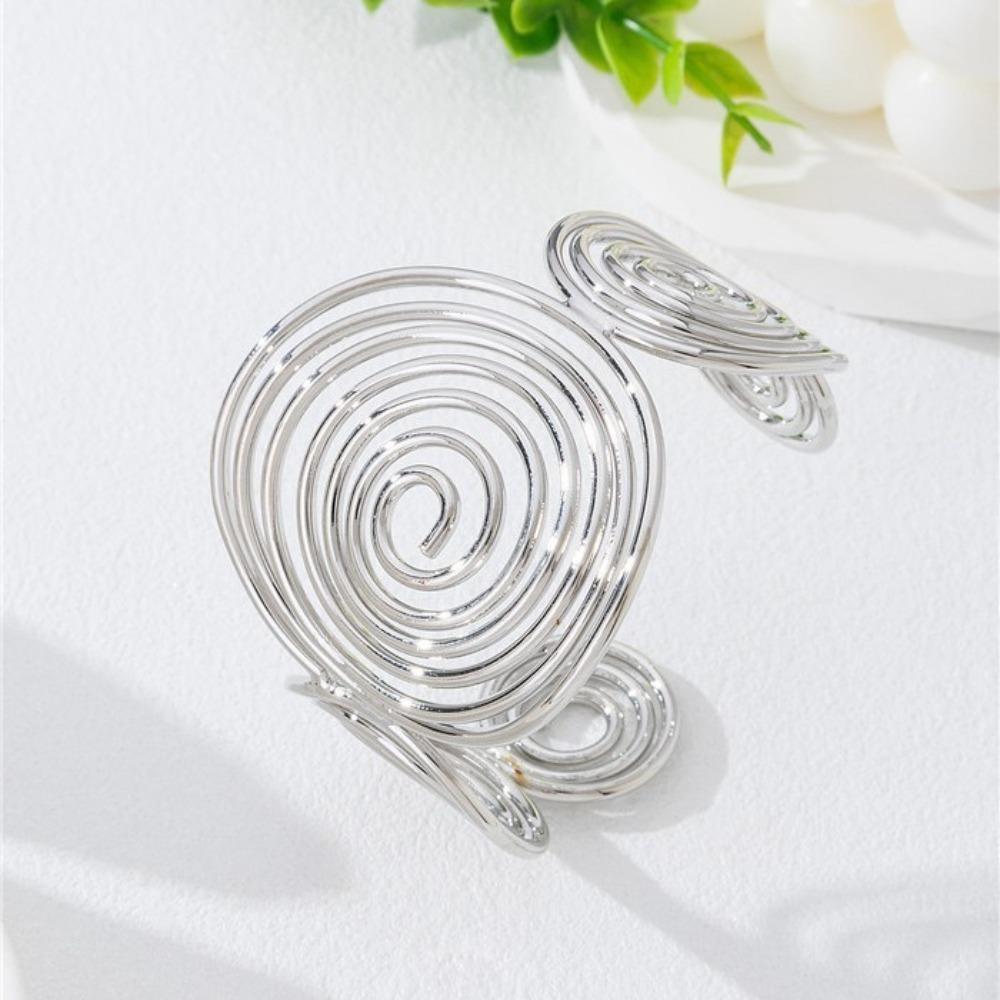 Adjustable Women s Spiral Open Cuff Bracelet Irregular Cuff Arm Ring  Jewelry Gifts серебряный