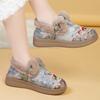 Women's Winter Warm Platform Moccasins Embroidered Loafers with Fuzzy Plush Lined Non Slip House Shoes Indoor Outdoor Faux Fur Walking Shoes for Women
