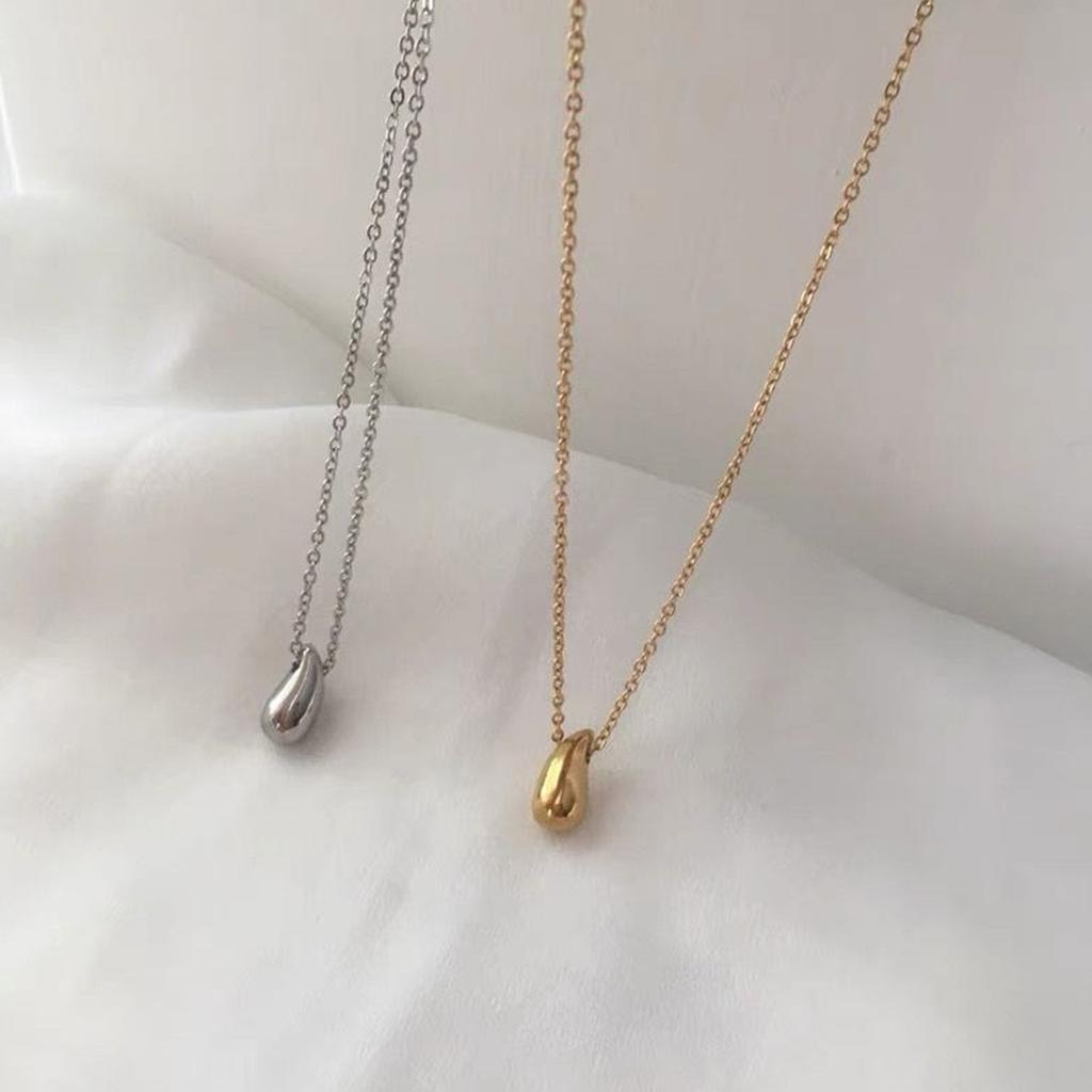Women Necklace Gold or Silver Plated Waterdrop Pendant Jewelry Gift for Girls and Ladies 40+5cm Chain Length