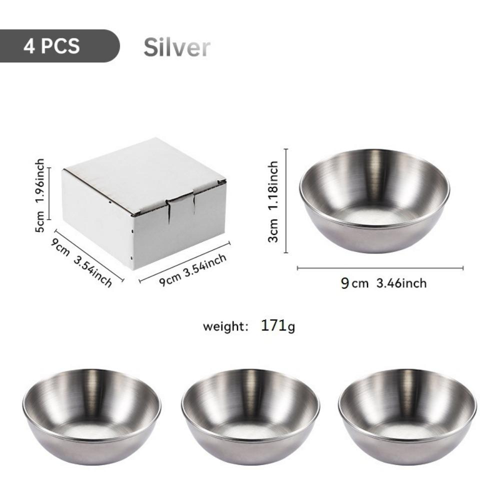 4pcs New Stainless Steel Seasoning Serving Tray Gold Mini Spice Plates Round Household Soy Sauce Dish Plates Specialty Tableware