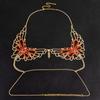 Red Butterfly Rhinestone Body Chain Bikini Bra for Nightclub and Beach