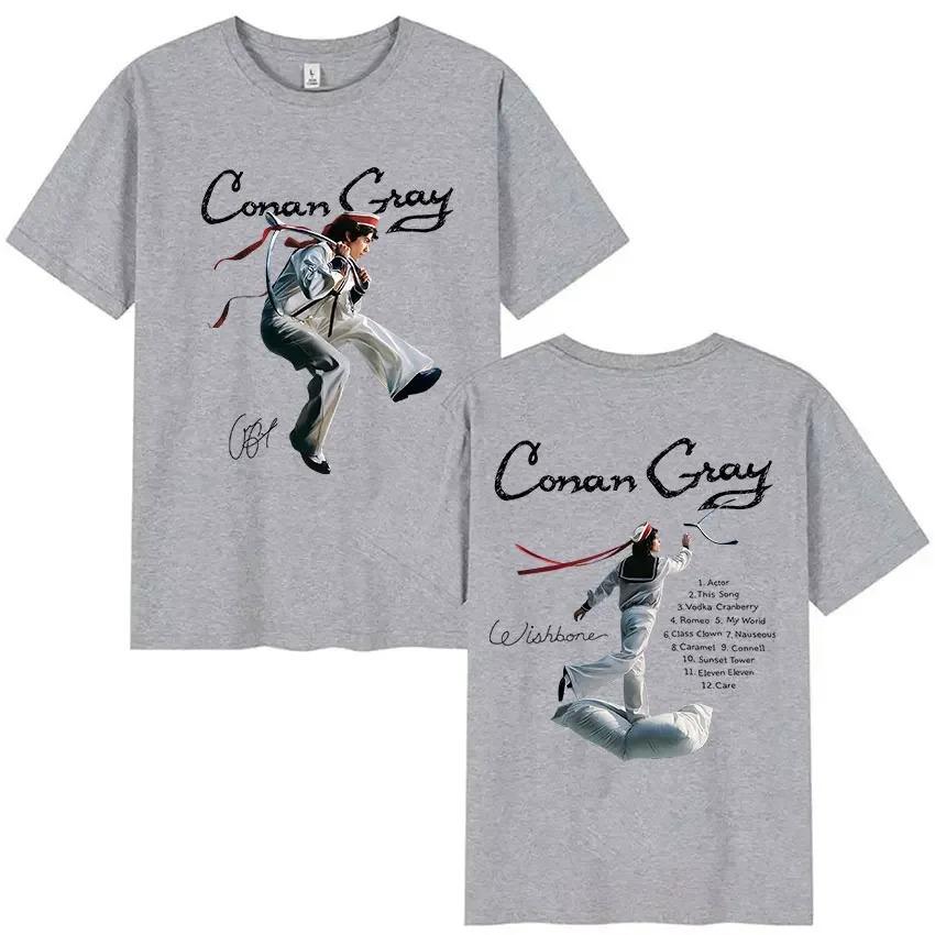 Conan Gray Wishbone World Tour 2026 T Shirt Men's Vintage High Quality Fashion T-shirts Man Hip Hop Short Sleeve Cotton T-shirt