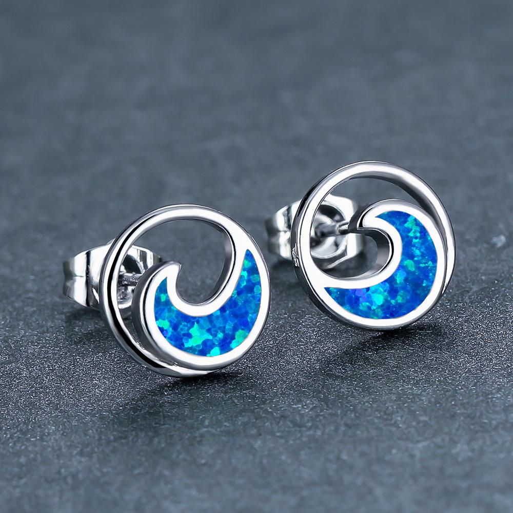 New Fashion Ruili Style Gold Platinum Wave Circle Womens Versatile Earrings