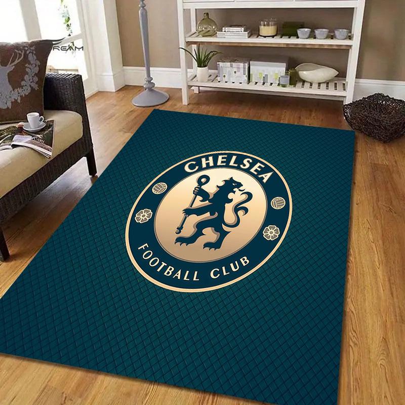 Chelsea F.C Flannel Pattern Square Carpet,Area Rug,Carpet Rug for Living Room Bedroom Sofa Playroom Decor,Non-slip Floor Mat