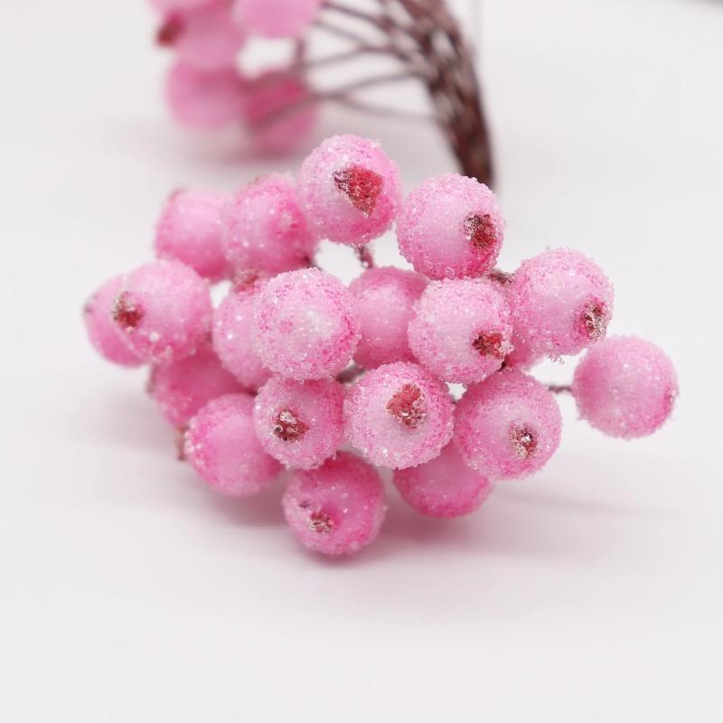 Artificial Frosted Berry Mini Double Head Christmas Holly Colorful Berries Diy Wreath Xmas Party Table Decora