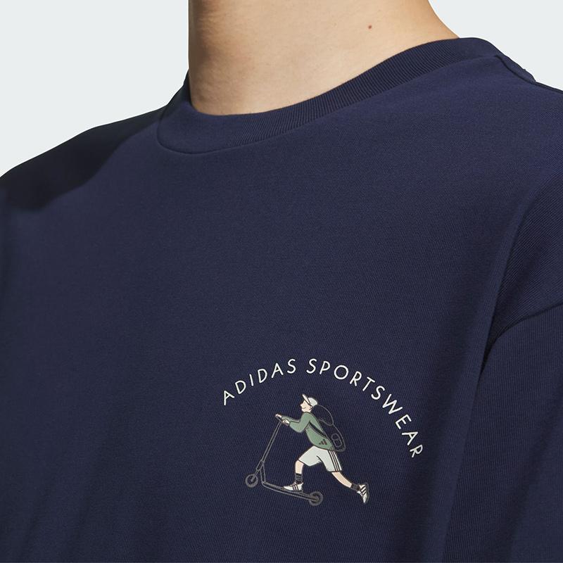 adidas SS25 Lässiges Einfaches Rundhals Sport Kurzarm T-Shirt Herren T-Shirts Tiefes Indigo JL6060