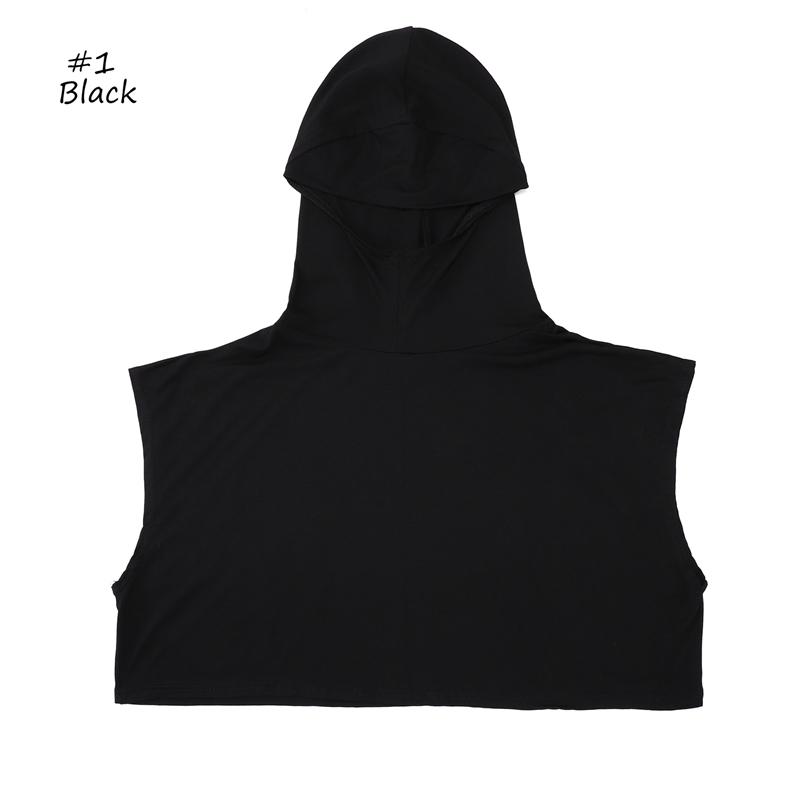 Ramadan Sleeveless Hooded Modal Cotton Detachable Collar Solid Color Simple Hat Women'S Scarf Muslim Hijab Backing Shirt Turban