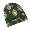 Cute Strawberry Heart Pattern On Green Adult Fashion Beanie That Transitions Effortlessly from Morning Commutes To Evening Walks While Maintaining a C