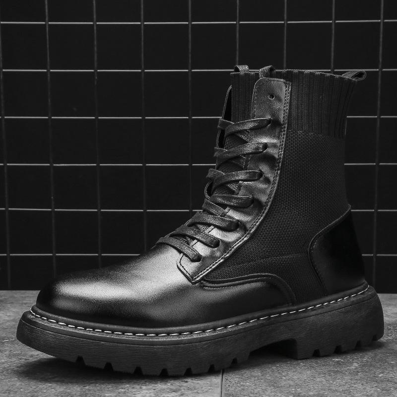 2025 British Style Leather High-Top Martin Boots with Side Zipper for Autumn/Winter