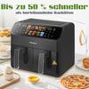 9L Air Fryer with Double Chamber, Fryer with LED Display, Adjustable Time and Temperature 80-200℃