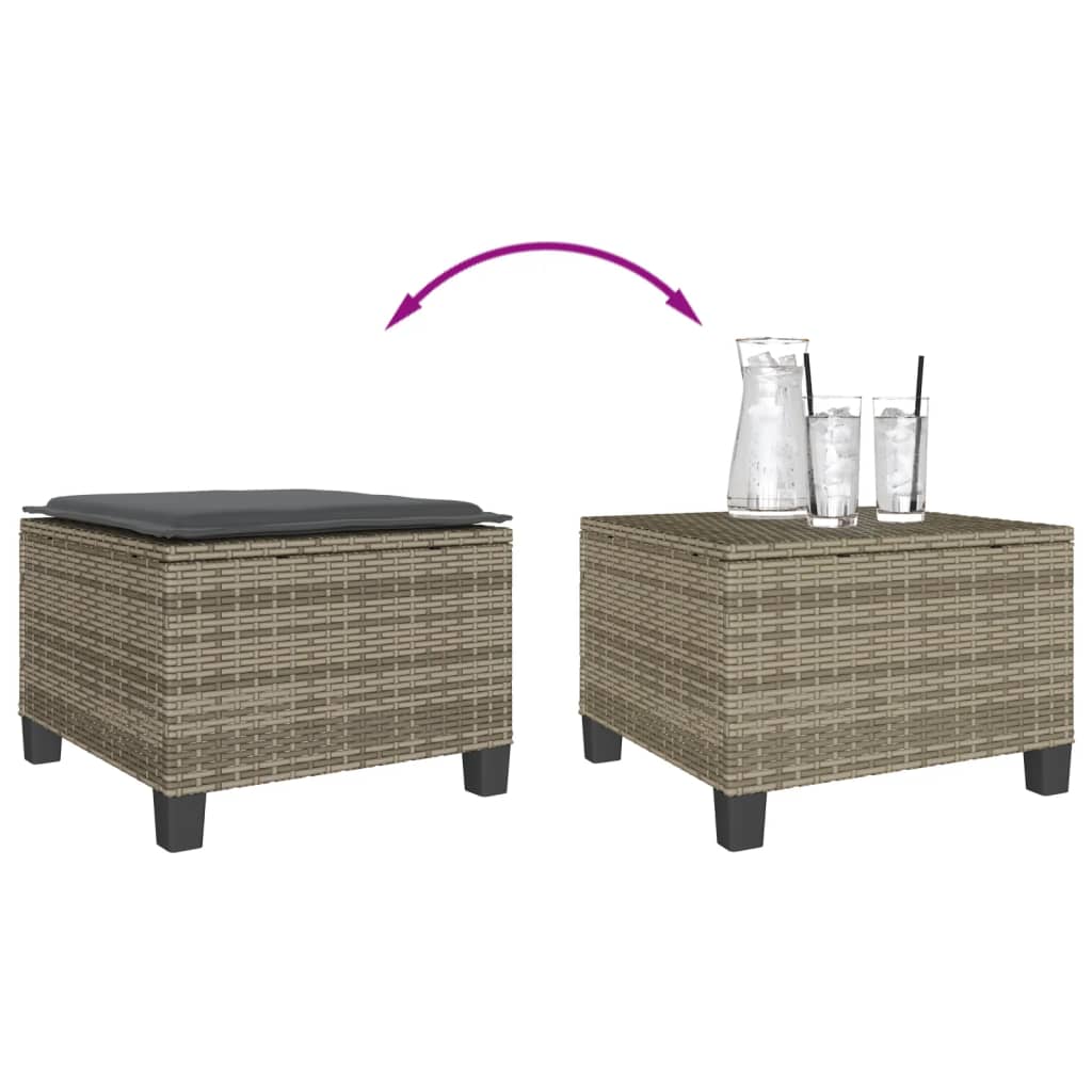 3 Piece Bistro Set with Cushions Grey Poly Rattan