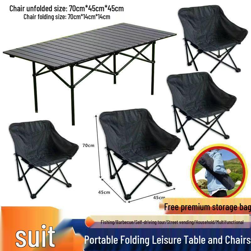 Mond-Liege Tragbares Outdoor-Campingtisch- und Stuhlset mit Rückenlehne - Praktisch für die Lagerung & Multifunktional einsetzbar