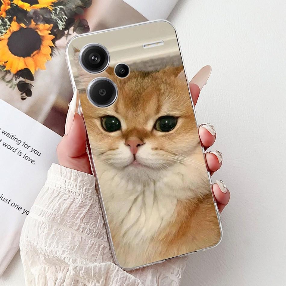 For Xiaomi Redmi Note 13 Pro Plus 5G Phone Case Redmi Note13 13 Pro 13 Pro+ 5G Elegant Floral Cat Soft Silicone Clear TPU Cases
