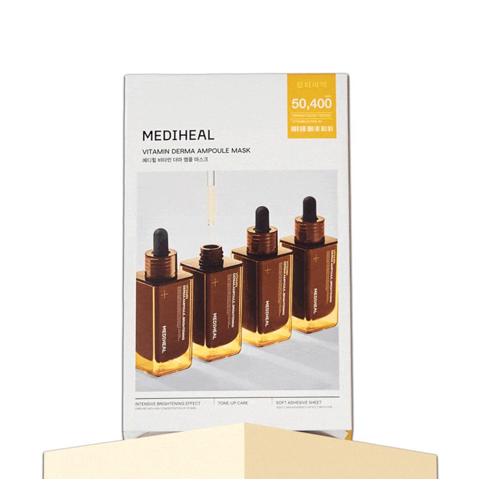 Mediheal Vitamin Derma Ampoule Mask (High-Potency Niacinamide Brightening) – 10 Sheets