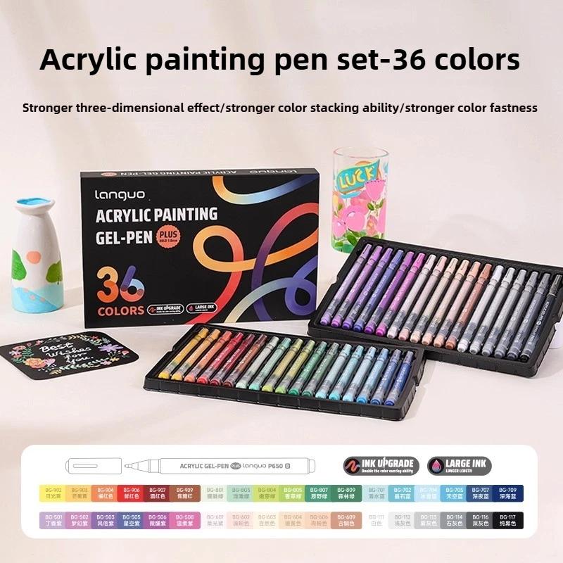 LANGUO 90/6 Colors Acrylic Gel Pen 1.0mm Large Capacity Student Writing Pen Painting Drawing Office School Supplies Stationery