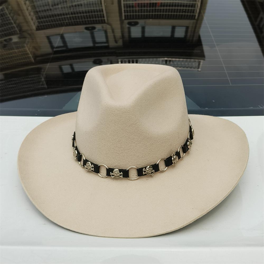 55-60 cm große Größe Hut WOLL Cowboyhüte für Männer Frauen Cowboyhut Gürtel breite Krempe Filzhut kundenspezifisch 4 Größen Outdoor Sombrero Hombre