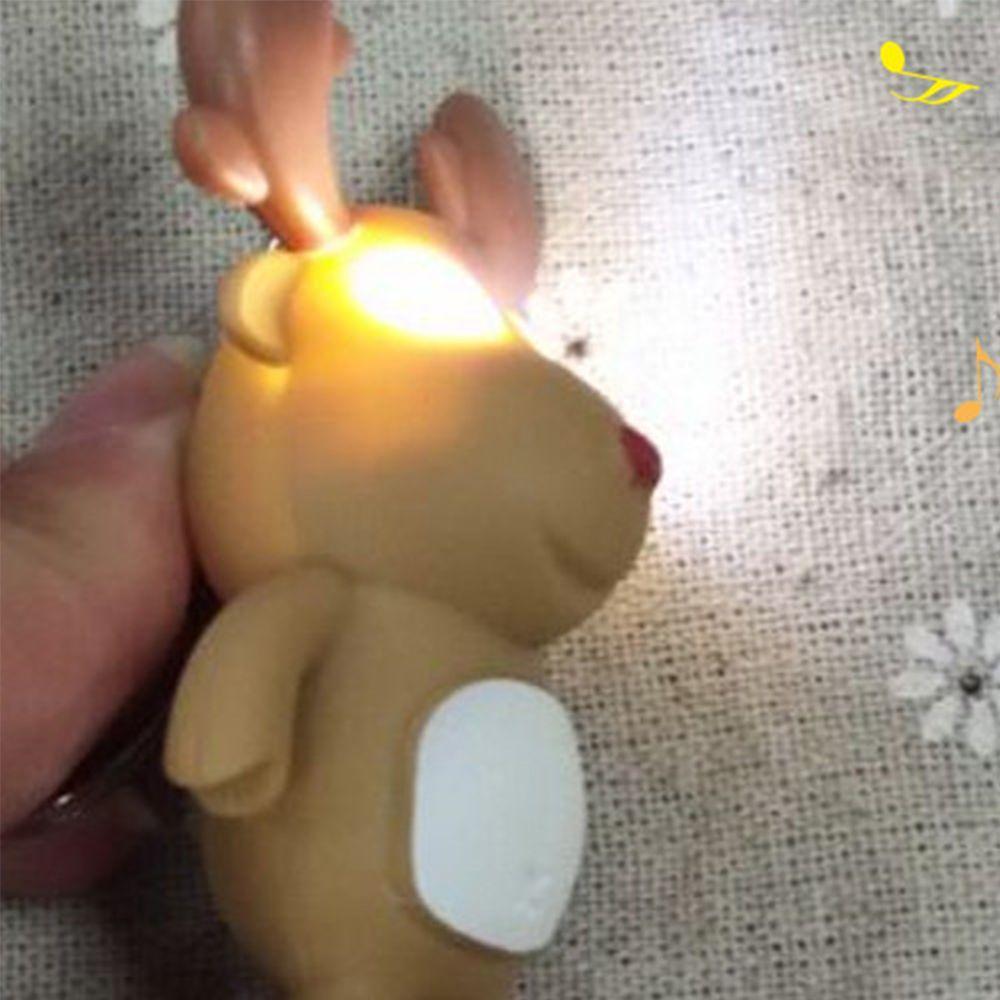 Cartoon Christmas Gift Mini Flashlight Deer Shape Key Chain LED Lights Luminous Key Ring