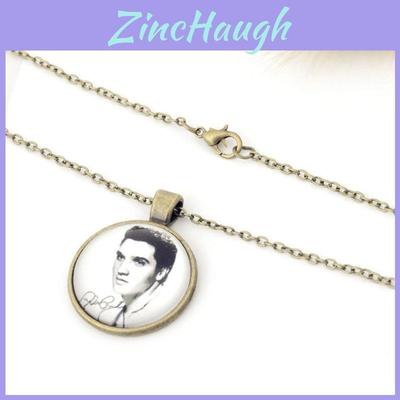 Elvis Portret Klejnot Czasu Wisiorek Naszyjnik Retro Szklany Wisiorek Łańcuszek Sweter