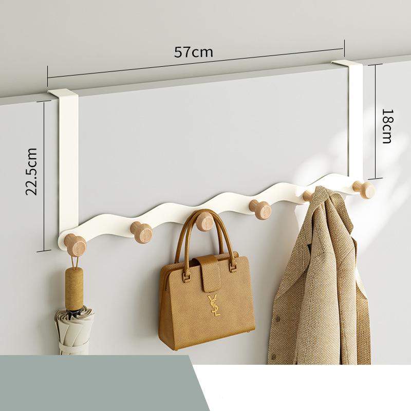 Wave Shaped Door Hook Bedroom Door Back Hanging Hanger Living Room Key Coat Hook Punch-Free Wall Mounted Wooden Hooks Wall Decor