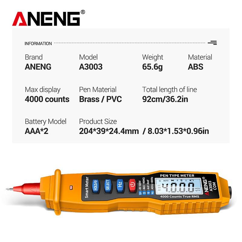 A3003 Digital Multimeter Pen 4000 Count Meter Non-Contact AC DC Voltage Tester A3003 Digital Multimeter Pen 4000 Count Meter Non-Contact AC DC Voltage Tester