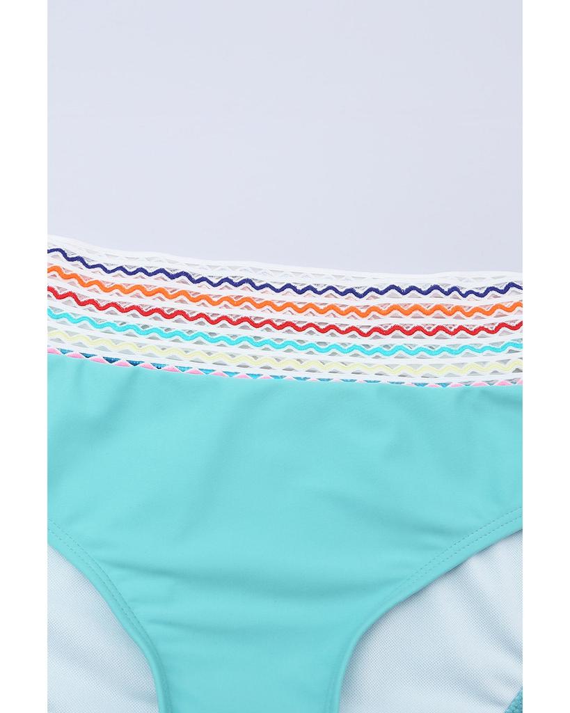Azura Exchange Patchwork Striped Spaghetti Strap High Waist Bikini Swimsuit