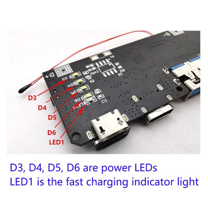 Qc4.0 Qc3.0 Led Dual Usb 5V 4.5A 22.5W Micro/Type-C Usb Mobile Powerbank 18650 Lademodul Temperaturschutz