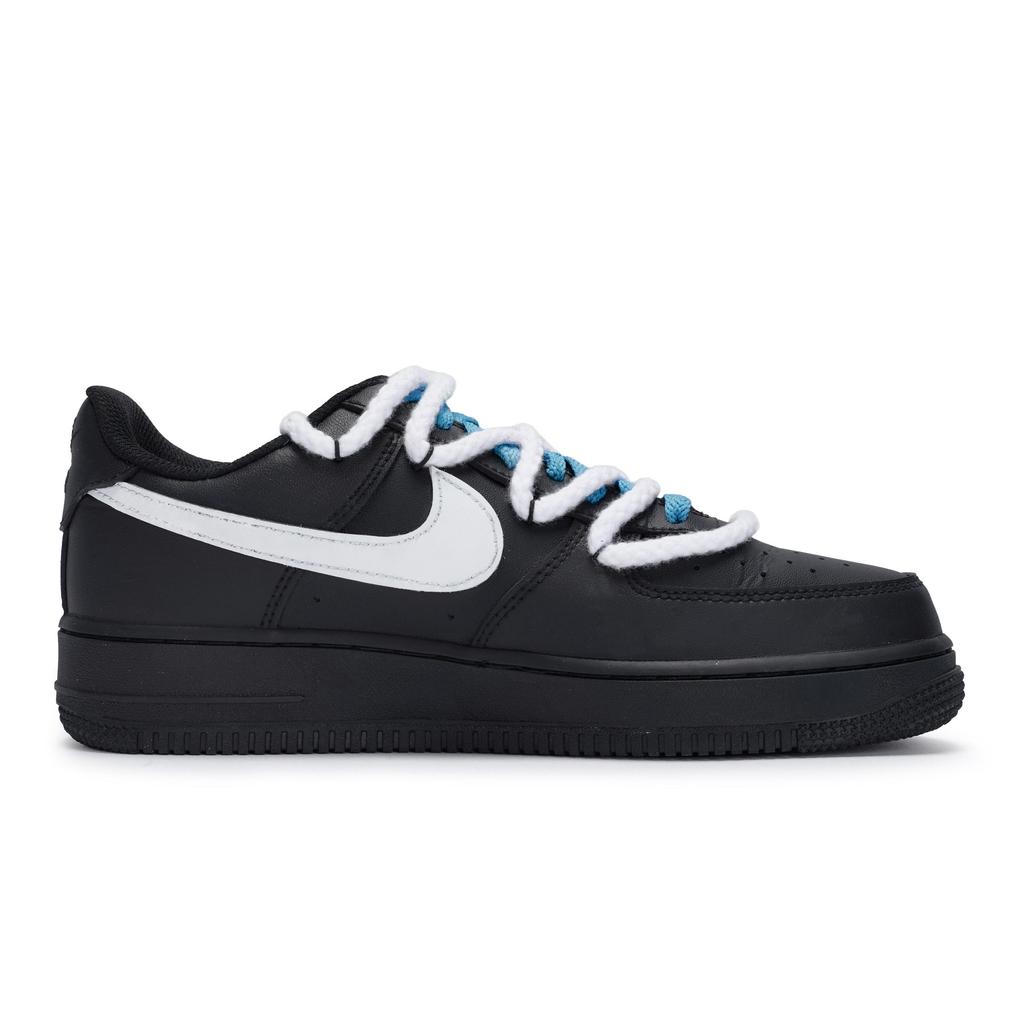 Nike Air Force 1 Low top Skateboard Shoes Unisex Black White Lake Blue CW2288-001(Team80-S-BOX)