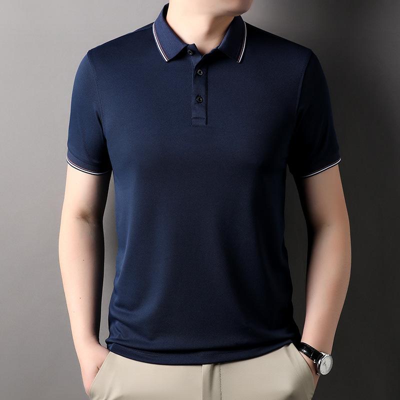 New Middle-aged Men's Short-sleeved T-shirt Summer Half-sleeved Thin Base Shirt Loose Big Size Dad Polo Shirt