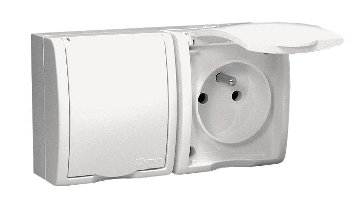 Aquarius Hermetic Socket. 2-Way With/Without Ip54, White With T-Switch - E131Ab-Kn157
