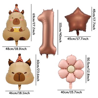 7 Stück Retro Karamellfarbene Ballons Set Wasserschwein Aluminiumfolienballon Digital 0-9 Aluminiumfolienballons Geburtstagsfeier Zubehör