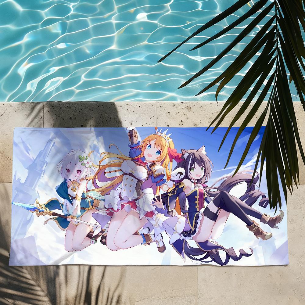 Game P-Princess Connect-S Towel Soft Lightweight Anti-Sand Large Beach Towel Quick-Drying Bath Sports Family