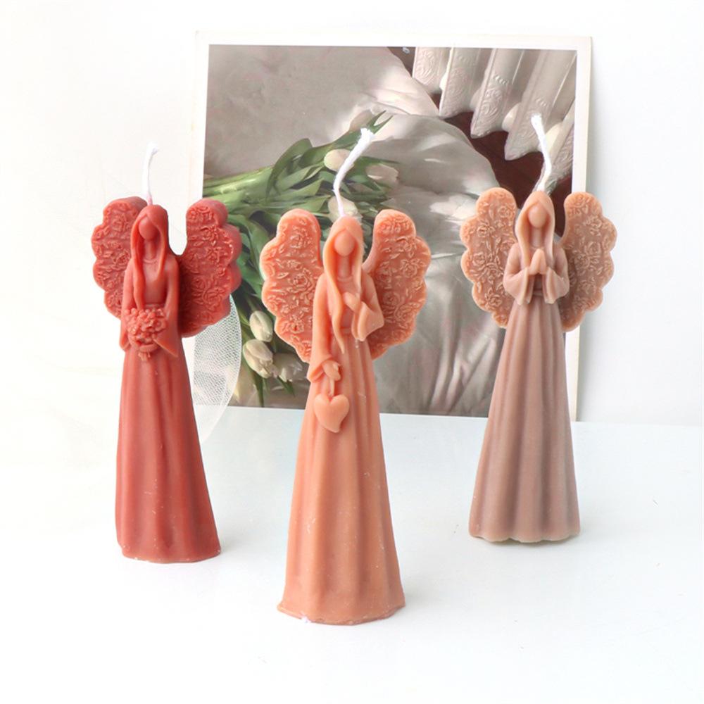 Gebetsengel Kerze Silikonform DIY Mehrstil Flügel Prinzessin Puppe Gips Harz Aromatherapie Kerzenform Heimdekoration Craf