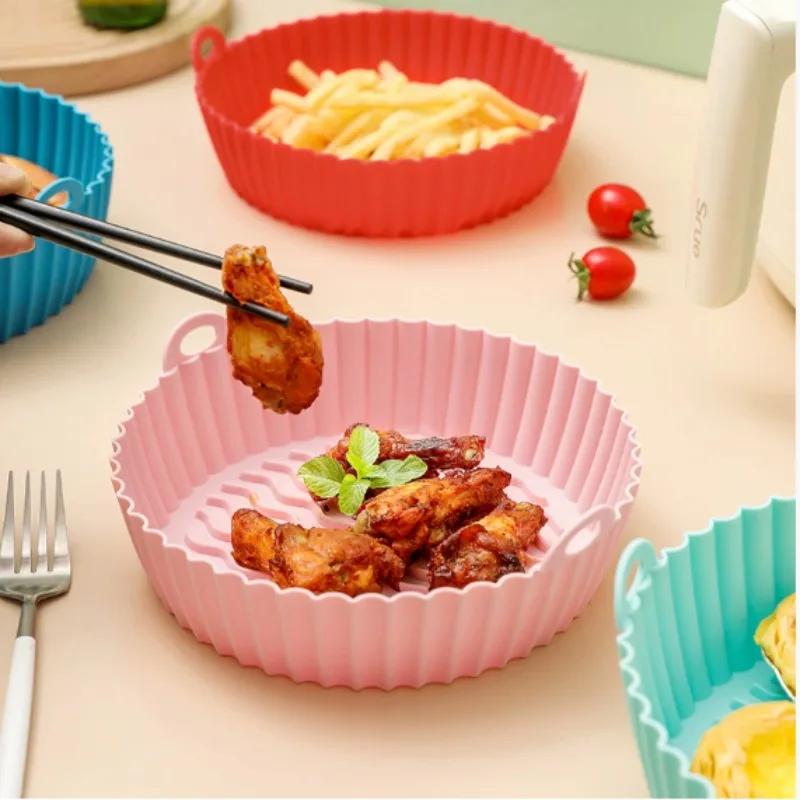 Air Fryer Silicone Pot Pad Easy To Clean Round Silicone Baking Tray Airfryer Liners Molds Reusable Oven Baking Basket Pizza Pan