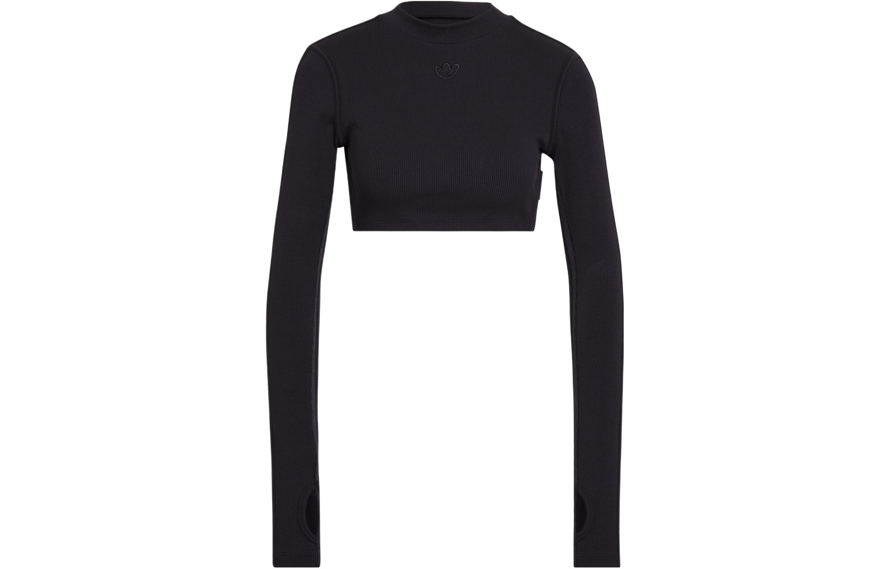 Adidas Originals Crop Tops Women s Black Crew Neck Moderate HK7224 40