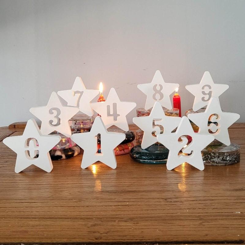 Hollow Number Silicone Molds Star Shape Castings Mould Epoxys Resin Mould DIY Baking Molds Candle Molds Home Decorations