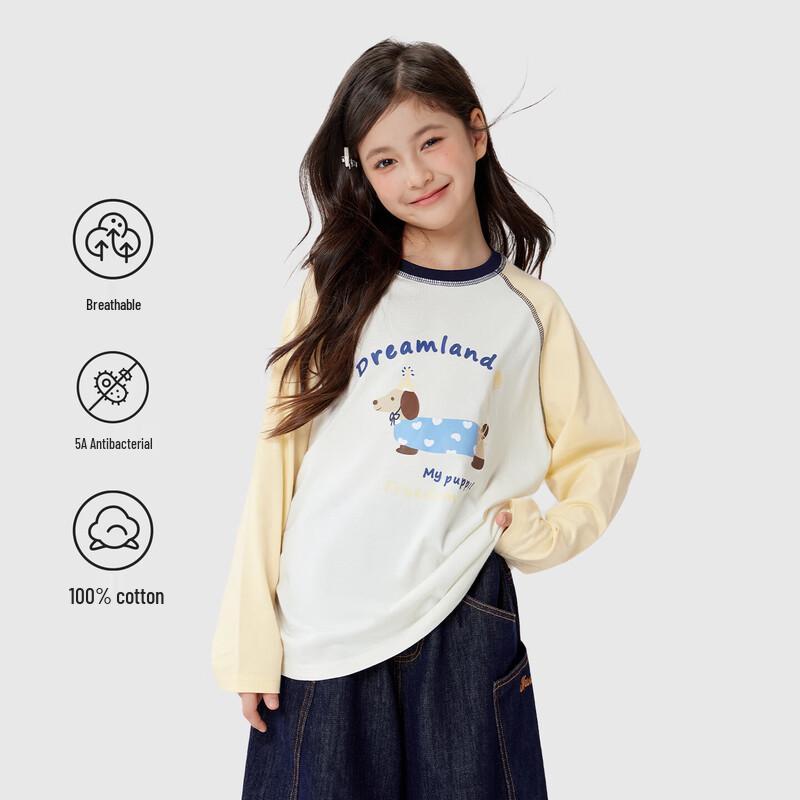 Girls Cartoon Cotton Long Sleeve Raglan T-shirt 150