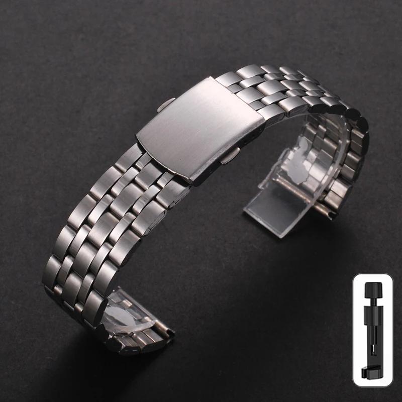 Stainless Steel Watch Band Universal Strap Folding Safety Buckle for Women Bracelet Strap18mm 20mm 22mm Watch Belt Accessories