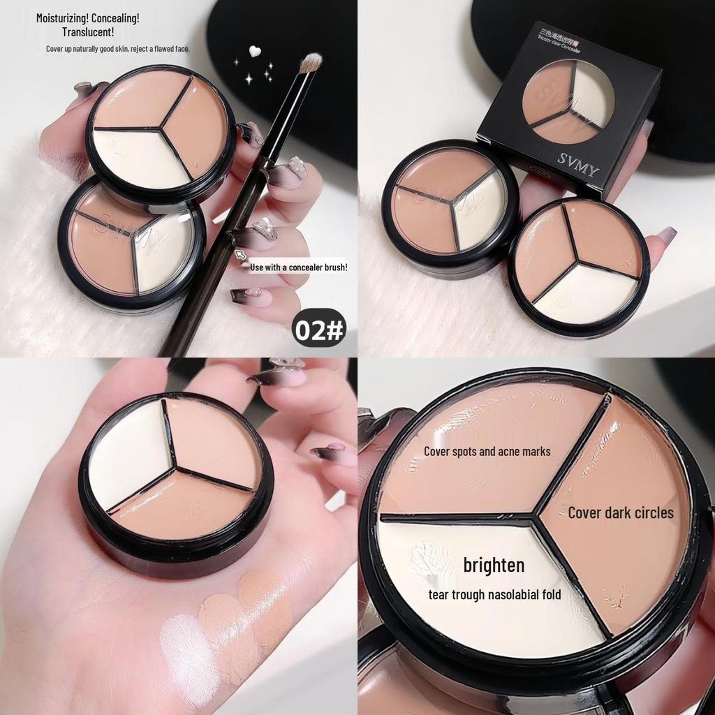 SVMY Tricolor Creamy Concealer: Natural Coverage for Dark Circles & Acne Marks