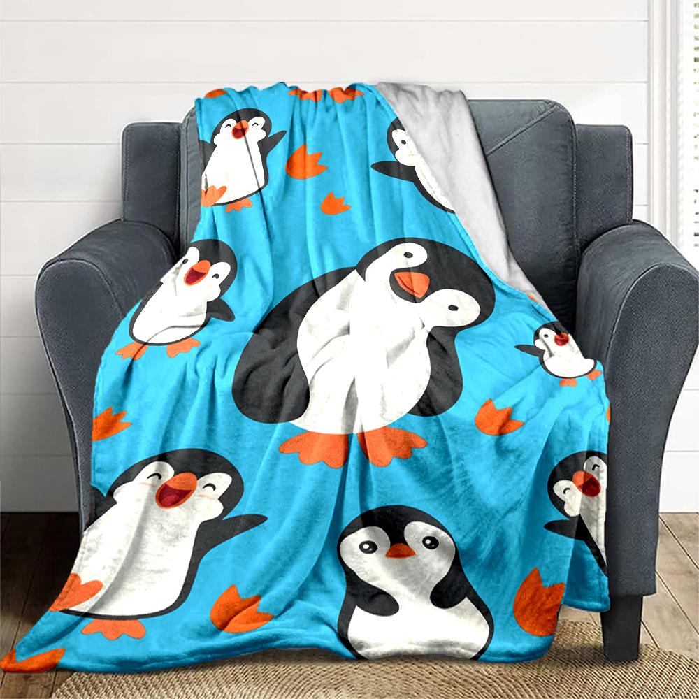 1Pc Penguin Party Blanket Soft And Comfortable Casual Warm Camping Travel Christmas Halloween Xmas Gift M924334