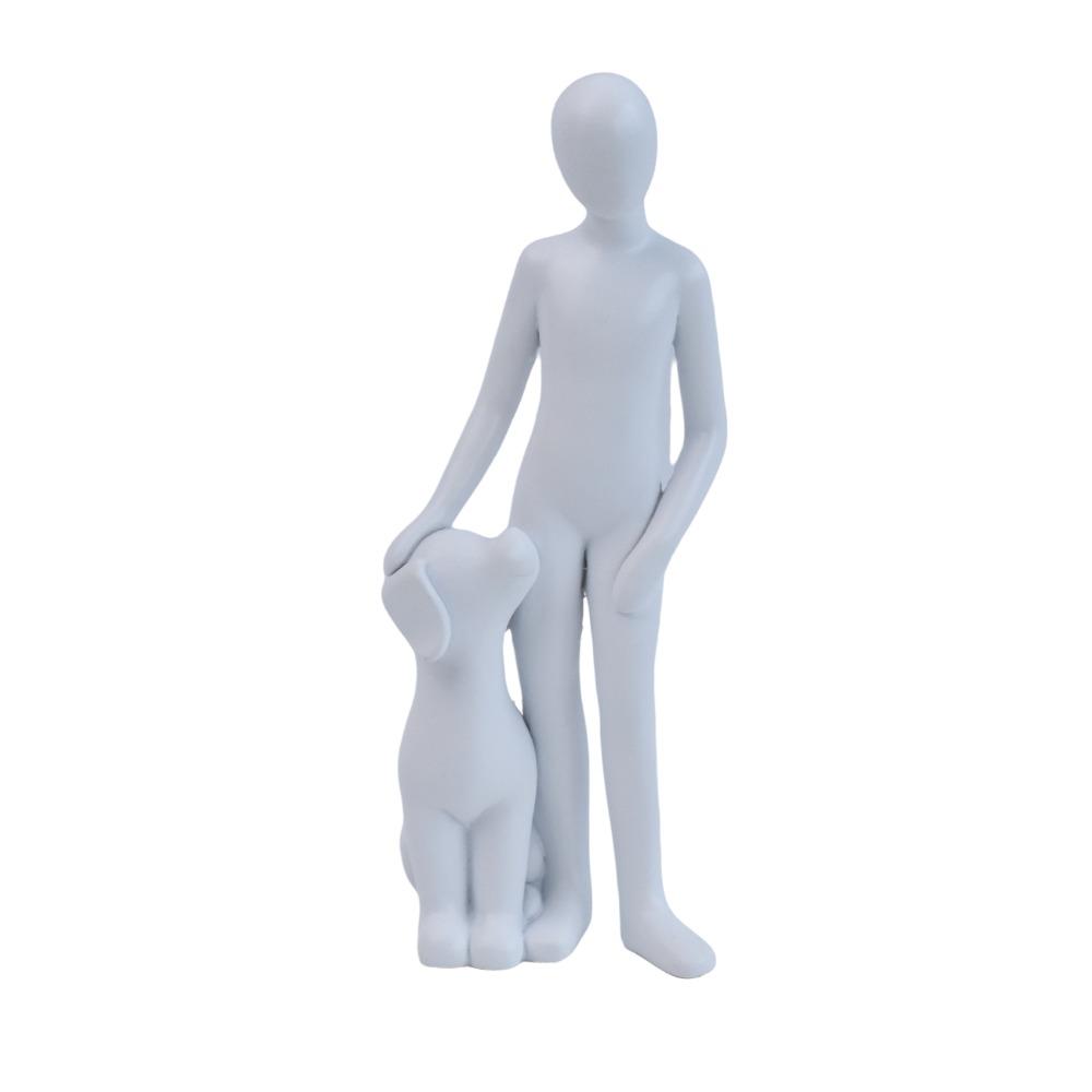 Decoration People And Dog Statues Boy Girl And Dog Nordic-Style Ornaments Bedroom Decor White StyleB