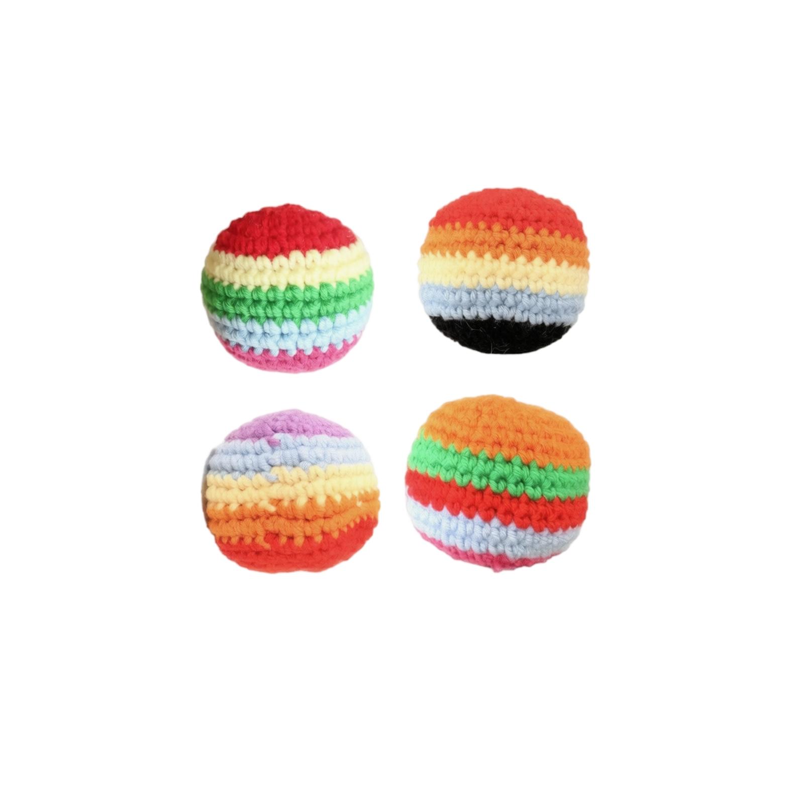 4PCS Knitted Balls Set Soft Handcrafted Cotton Yarn Bean Bags for Children Indoor Outdoor Play Activities One Size