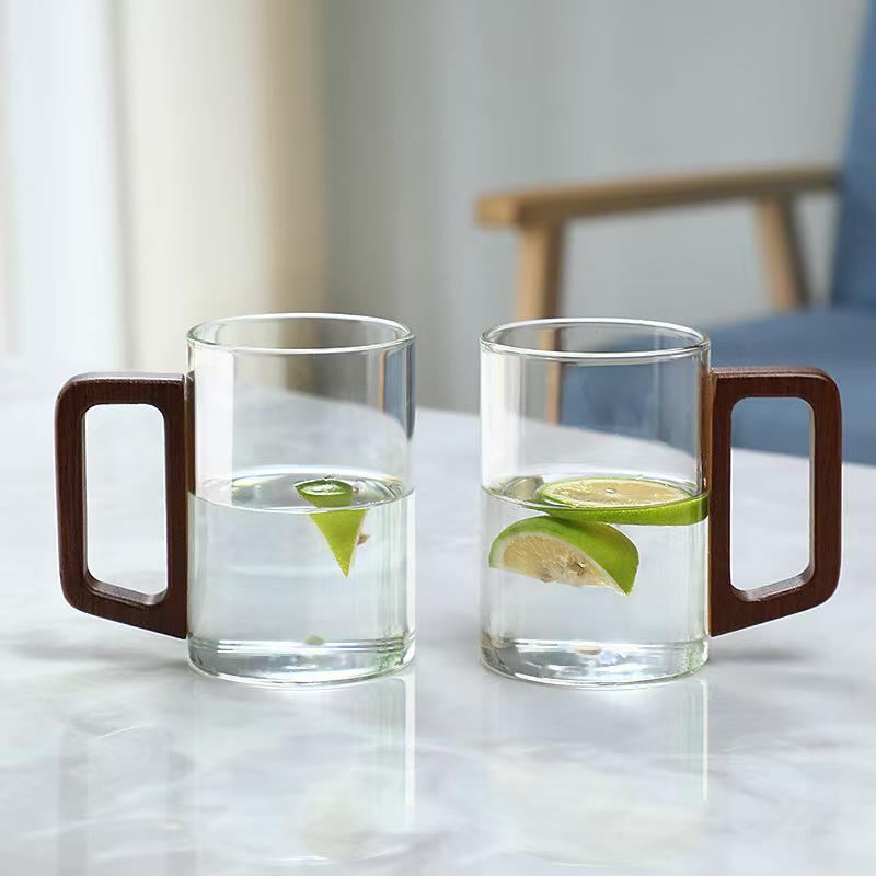 High-End Glass Tea & Water Cup Set with Handle - Luxurious Drinkware for Home and Office