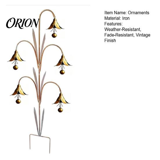 Decorative Bells for Porch Bluebell Flower Metal Wind Chime Stake, Iron Garden with Ground Weatherproof Terrace Ornaments Rustic Bell, Outdoor