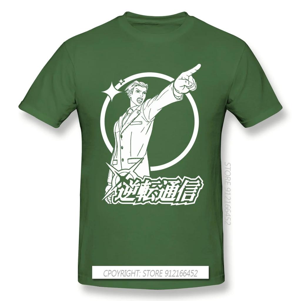 High Quality Men Clothes O-Neck 100% Cotton Cool  T-Shirts Phoenix Wright Ace Attorney Miles Fey Games Sleeve Short