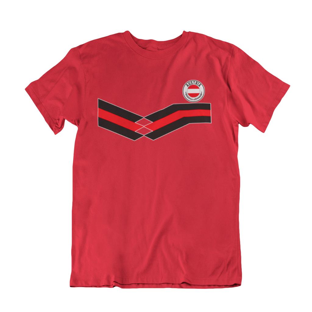 Mens AUSTRIA Retro Strip Style Football Tee 2024 T-Shirt Mens Womens Tees Top World Cup Top Kit
