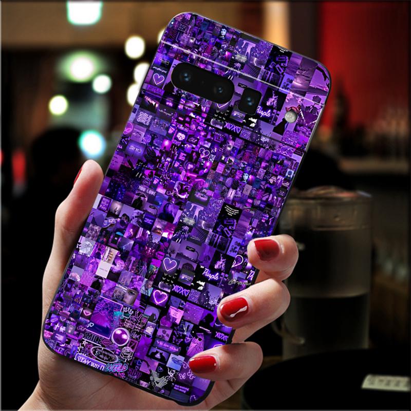 Phone Case For Google Pixel 10 9 Pro XL 9A 8 7 6 Pro Pixel 8A 7A 6A Pixel 8 7 6 5 Purple Aesthtic Case
