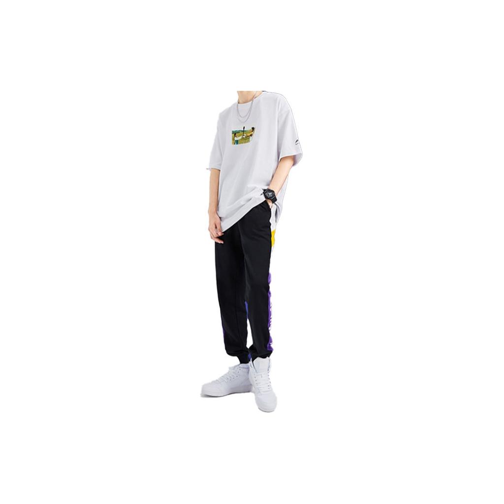 Li Ning Color Block Printed Sports Jogger Pants Men Bottoms Iron-Blue Purple AKLP847-2