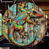 2D Flat Hanging Decorative Signs,interior Wall or Door Decoration,garden Decoration,the Pattern Is a Colored Lizard,a Housewarming Gift for Friends